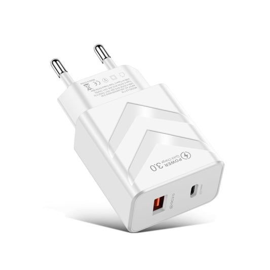 LZ-715 PD + QC 3.0 Dual Ports Fast Charging Travel Charger, EU Plug(White) - Mobile Accessories by buy2fix | Online Shopping UK | buy2fix