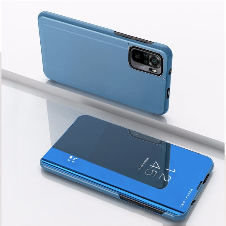 For Xiaomi Redmi Note 10 Pro Plated Mirror Horizontal Flip Leather Case with Holder(Blue) - Xiaomi Accessories by buy2fix | Online Shopping UK | buy2fix