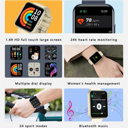 E21 1.69 inch Color Screen Smart Watch, IP68 Waterproof,Support Heart Rate Monitoring/Blood Pressure Monitoring/Blood Oxygen Monitoring/Sleep Monitoring/Female Physiology Reminder(Black) - Smart Wear by buy2fix | Online Shopping UK | buy2fix