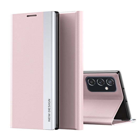For Samsung Galaxy A53 5G Side Electroplated Magnetic Flip Leather Case with Holder(Pink) - Samsung Accessories by buy2fix | Online Shopping UK | buy2fix