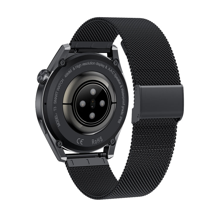 T3 IP68 1.36 inch Steel Watchband Color Screen Smart Watch(Black) - Smart Wear by buy2fix | Online Shopping UK | buy2fix