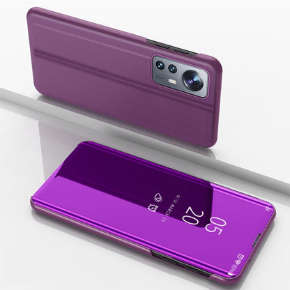 For Xiaomi 12 / 12X  Plated Mirror Horizontal Flip Leather Case with Holder(Purple) - 12 Cases by buy2fix | Online Shopping UK | buy2fix