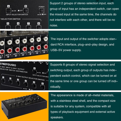 2 In 8 Out RCA Audio Frequency Signal Select Switch Distributor - Consumer Electronics by buy2fix | Online Shopping UK | buy2fix