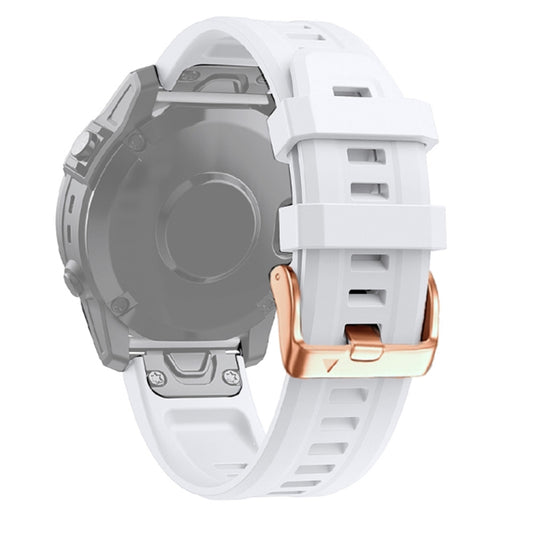 For Garmin Fenix 5S 20mm Rose Gold Buckle Silicone Watch Band(White) - Smart Wear by buy2fix | Online Shopping UK | buy2fix