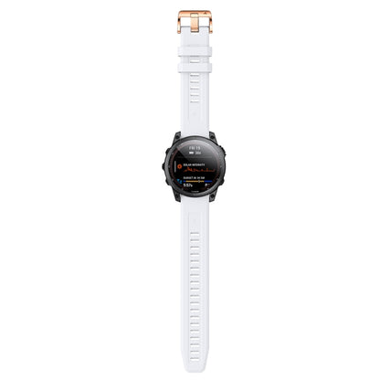 For Garmin Fenix 5S Plus 20mm Rose Gold Buckle Silicone Watch Band(White) - Watch Bands by buy2fix | Online Shopping UK | buy2fix