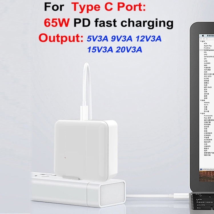 PD-65W USB-C / Type-C + QC3. 0 USB Laptop Charging Adapter, UK Plug / US Plug(White) - Cable & Adapter by buy2fix | Online Shopping UK | buy2fix