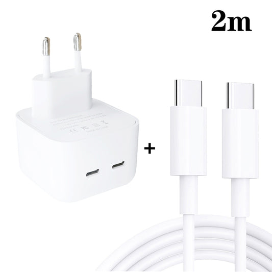 SDC-40W Dual PD USB-C / Type-C Ports Charger with 2m Type-C to Type-C Data Cable, EU Plug - Mobile Accessories by buy2fix | Online Shopping UK | buy2fix
