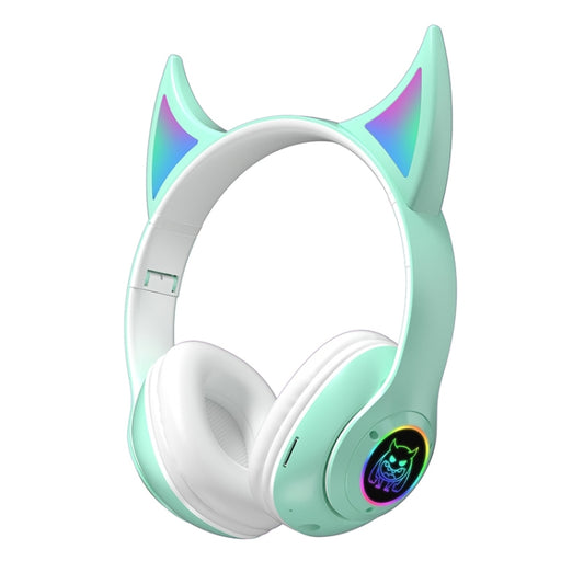 STN25 Devil Ear RGB Light Wireless Music Headset For Children with Mic(Green) - Apple Accessories by buy2fix | Online Shopping UK | buy2fix