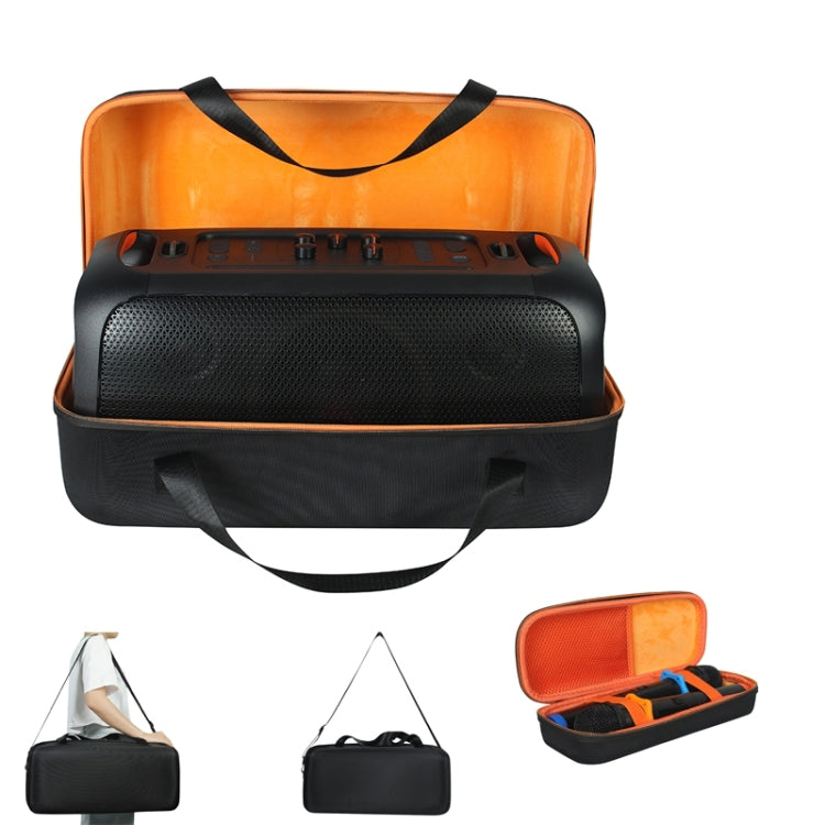 For JBL Partybox On-The-Go Shockproof Hard EVA Storage Bag Carrying Box with Microphone Bag(Black + Orange) - Protective Case by buy2fix | Online Shopping UK | buy2fix