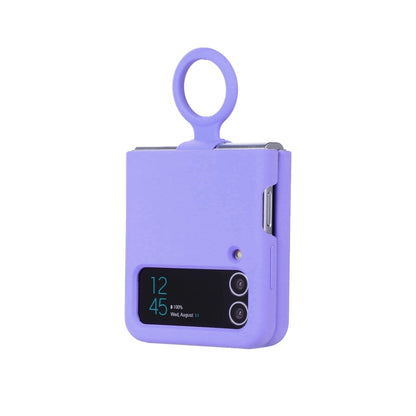 For Samsung Galaxy Flip 3 Silicone Integrated Ring Buckle Phone Case(Purple) - Samsung Accessories by buy2fix | Online Shopping UK | buy2fix