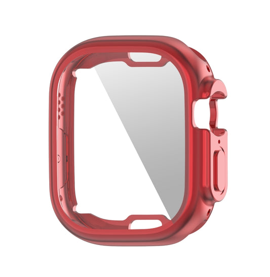 ENKAY Electroplated Soft TPU Case with Screen Film For Apple Watch Ultra / Ultra 2 49mm(Red) - Watch Cases by ENKAY | Online Shopping UK | buy2fix