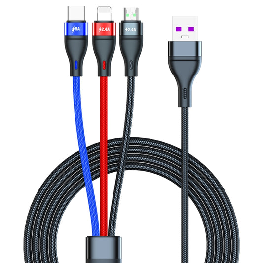 40W 5A USB to Micro USB + USB-C / Type-C + 8 Pin Fast Charging Cable, Cable Length: 2m - Multifunction Cable by buy2fix | Online Shopping UK | buy2fix