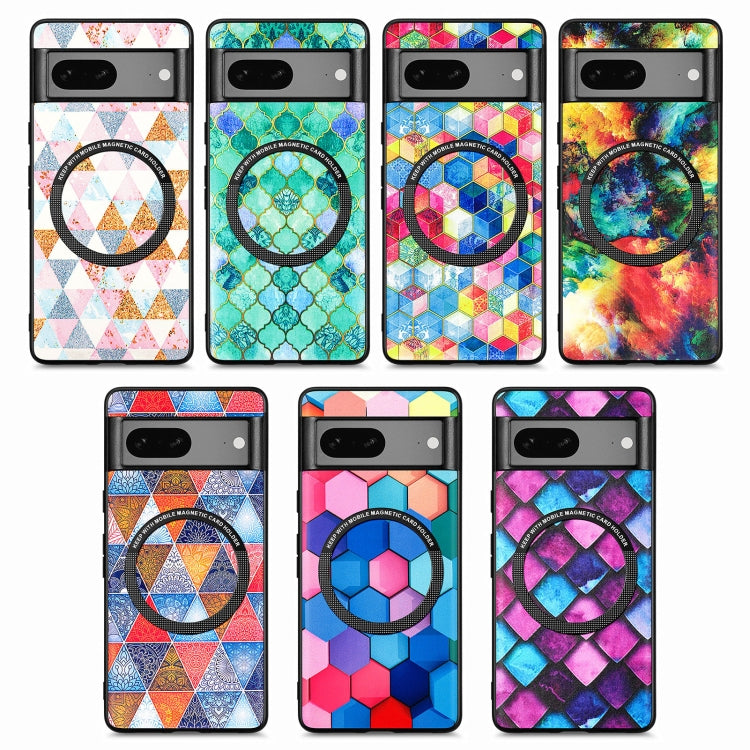 For Google Pixel 7 Colored Drawing Leather Back Cover Magsafe Phone Case(Colorful Cloud) - Google Cases by buy2fix | Online Shopping UK | buy2fix