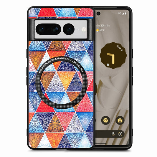 For Google Pixel 7 Pro Colored Drawing Leather Back Cover Magsafe Phone Case(Rhombus Mandala) - Google Cases by buy2fix | Online Shopping UK | buy2fix