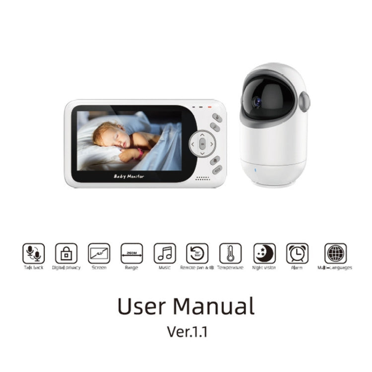 VB801 4.3 inch Night Vision Camera Baby Monitor, Wireless Intercom Audio Video Camera, Temperature Detection(AU Plug) - Security by buy2fix | Online Shopping UK | buy2fix