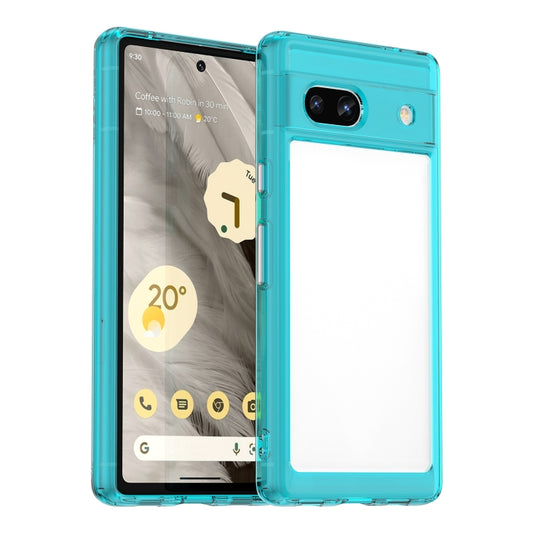 For Google Pixel 7a Colorful Series Acrylic + TPU Phone Case(Transparent Blue) - Google Cases by buy2fix | Online Shopping UK | buy2fix