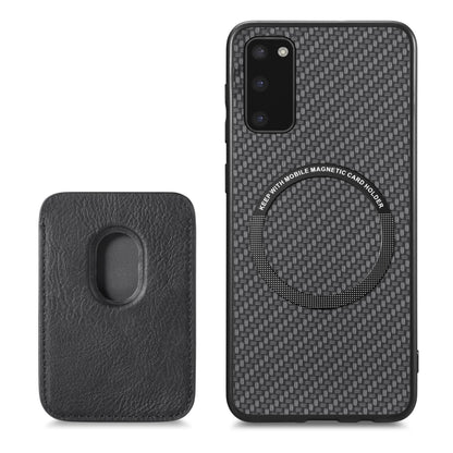 For Samsung Galaxy S20 Carbon Fiber Leather Card Magsafe Magnetic Phone Case(Black) - Galaxy Phone Cases by buy2fix | Online Shopping UK | buy2fix