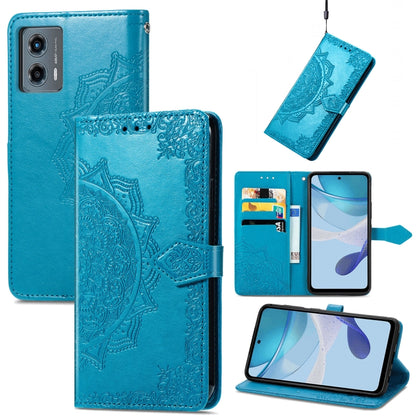 For Motorola Moto G 5G 2023 Mandala Flower Embossed Leather Phone Case(Blue) - Motorola Cases by buy2fix | Online Shopping UK | buy2fix