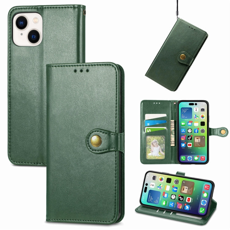 For  iPhone 15 Pro Max Retro Solid Color Buckle Leather Phone Case(Green) - iPhone 15 Pro Max Cases by buy2fix | Online Shopping UK | buy2fix