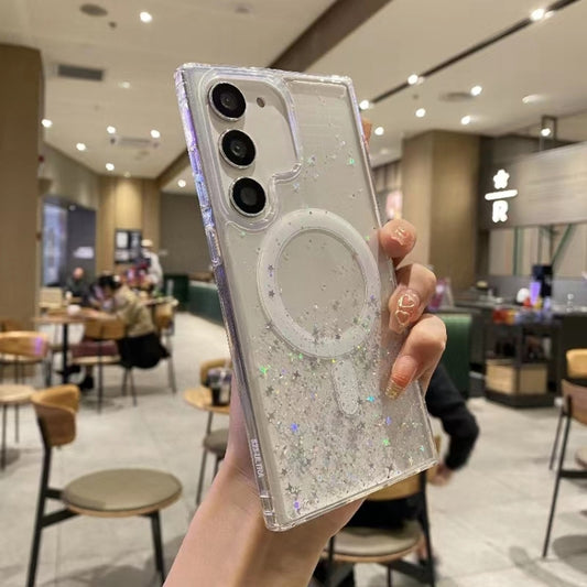 For Samsung Galaxy S22+ 5G Magsafe Glitter TPU Phone Protective Case(White) - Galaxy S22+ 5G Cases by buy2fix | Online Shopping UK | buy2fix