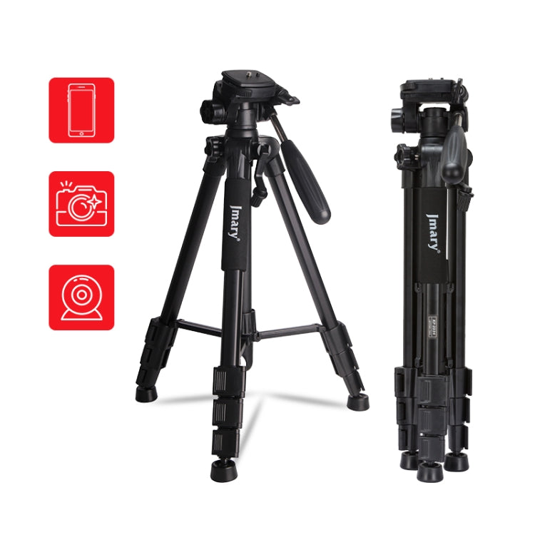 JMARY KP2234 Telescopic Aluminum Alloy SLR Camera Phone Live Streaming  Photography Tripod(Black) - Tripods by Jmary | Online Shopping UK | buy2fix