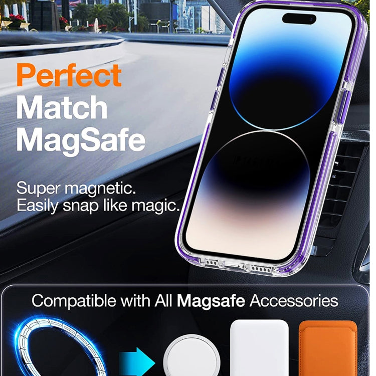 For iPhone 15 Dual-color MagSafe TPU Hybrid Clear PC Shockproof Phone Case(White) - iPhone 15 Cases by buy2fix | Online Shopping UK | buy2fix