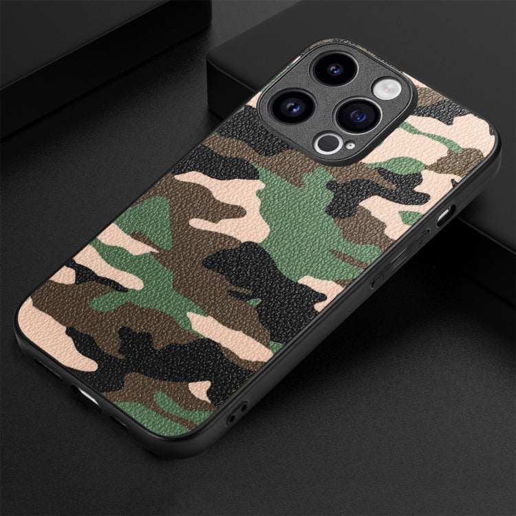 For iPhone 15 Pro Max Retro Camouflage Leather Back Phone Case(Green) - iPhone 15 Pro Max Cases by buy2fix | Online Shopping UK | buy2fix