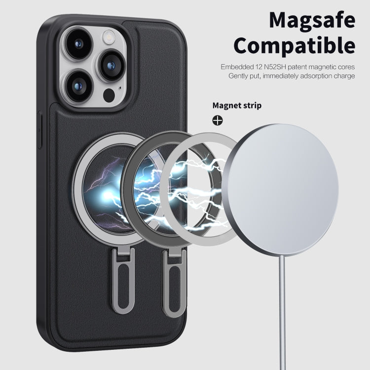 For iPhone 15 Pro Max Shield MagSafe Magnetic Holder Phone Case(Black) - iPhone 15 Pro Max Cases by buy2fix | Online Shopping UK | buy2fix