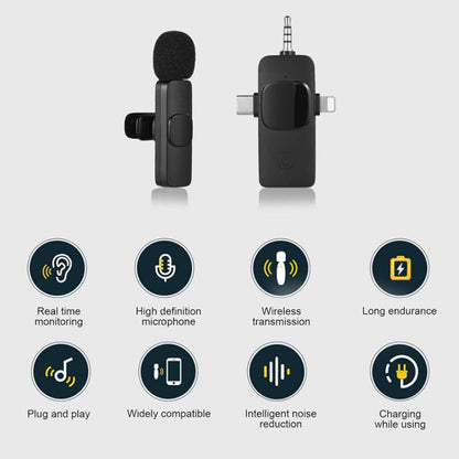 3 in 1 Wireless Lavalier Microphones for iPhone / Android - Microphone by buy2fix | Online Shopping UK | buy2fix