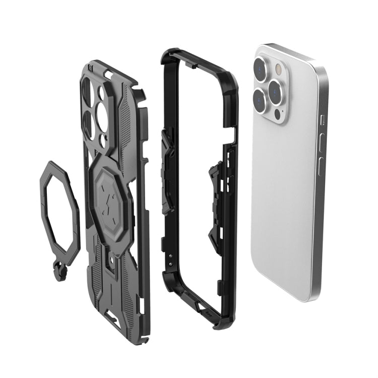 For iPhone 14 Pro MagSafe Supersonic Armor Holder PC Hybrid TPU Phone Case(Green) - iPhone 14 Pro Cases by buy2fix | Online Shopping UK | buy2fix