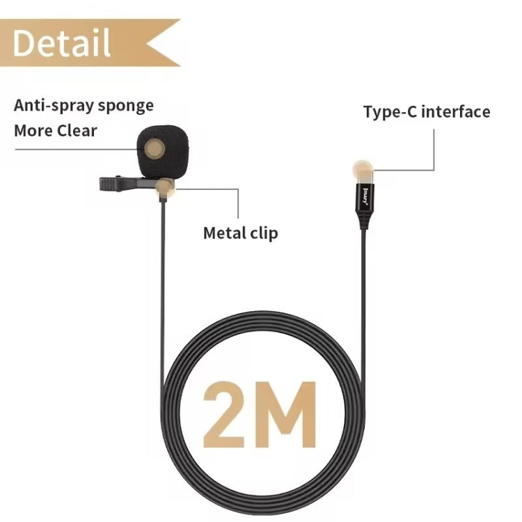 JMARY MC-R2 Interview Video Recording Mic Lavalier Type-C Port Wired Microphone, Length: 2m - Microphone by Jmary | Online Shopping UK | buy2fix