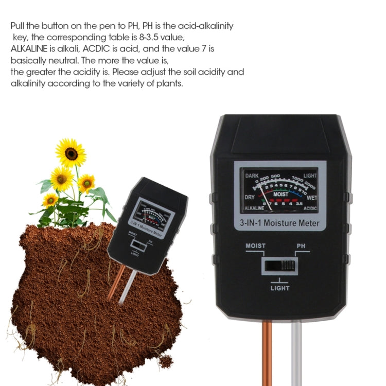 RZ97 Mini Soil PH Moisture Humidity Measuring PH Meter Soil Moisture Monitor Hygrometer Gardening Plant Farming Moisture Tester - Consumer Electronics by buy2fix | Online Shopping UK | buy2fix
