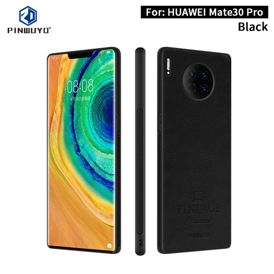 For Huawei Mate 30 Pro PINWUYO Pin Rui Series Classical Leather, PC + TPU + PU Leather Waterproof and Anti-fall All-inclusive Protective Case(Black) - Huawei Cases by PINWUYO | Online Shopping UK | buy2fix