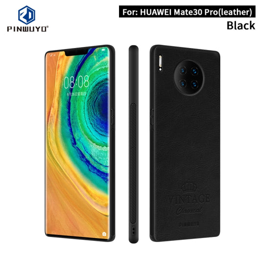 For Huawei Mate 30 Pro 5G (Leather) PINWUYO Pin Rui Series Classical Leather PC + TPU + PU Leather Waterproof Anti-fall All-inclusive Protective Case(Black) - Huawei Cases by PINWUYO | Online Shopping UK | buy2fix