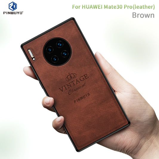 For Huawei Mate 30 Pro 5G (Leather) PINWUYO Zun Series PC + TPU + Skin Waterproof Anti-fall All-inclusive Protective Case(Brown) - Huawei Cases by PINWUYO | Online Shopping UK | buy2fix