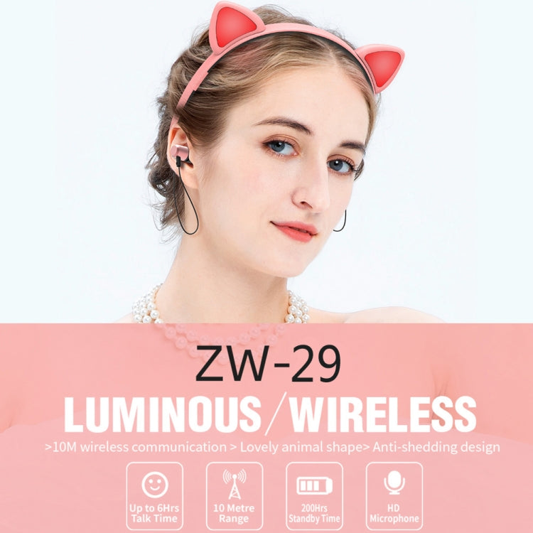 ZW29 Cat Ear Stereo Sound HIFI Fashion Outdoor Portable Sports Wireless  Bluetooth Headset with Mic & LED Light Glowing(Blue) - Neck-mounted Earphone by buy2fix | Online Shopping UK | buy2fix