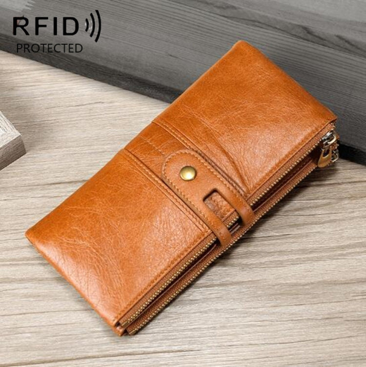 Ladies Genuine Leather Long Wallet Anti-theft Card Bag Multifunctional Clutch Bag(Brown) - Home & Garden by buy2fix | Online Shopping UK | buy2fix