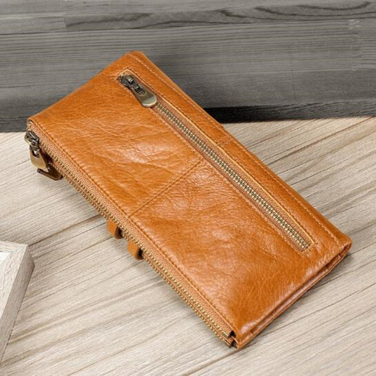 Ladies Genuine Leather Long Wallet Anti-theft Card Bag Multifunctional Clutch Bag(Brown) - Home & Garden by buy2fix | Online Shopping UK | buy2fix