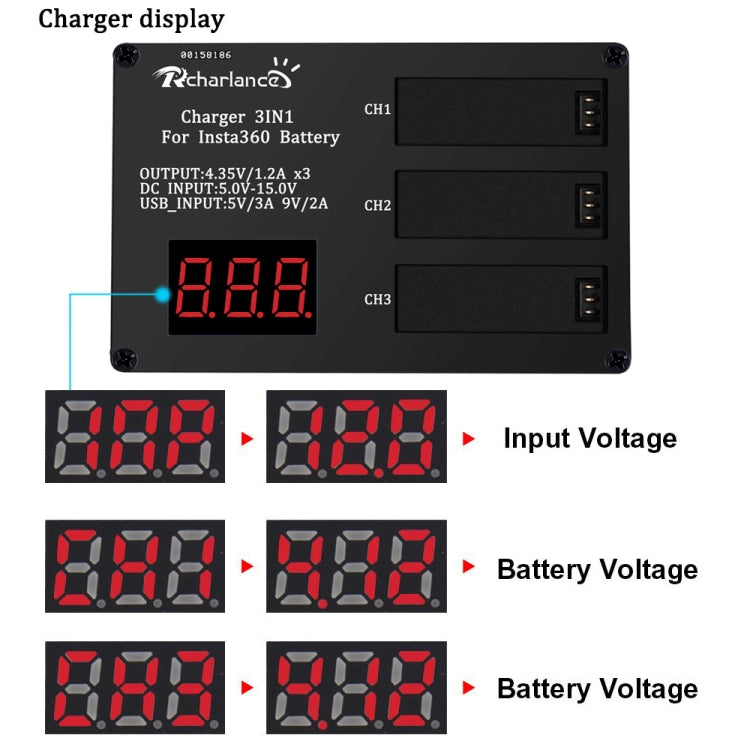 Micro USB Triple Battery Charger for Insta360 ONE X Panoramic Camera(Us Plug) - DJI & GoPro Accessories by buy2fix | Online Shopping UK | buy2fix