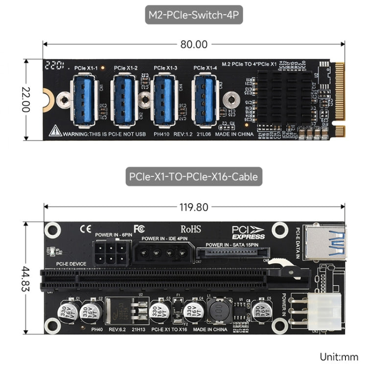 Waveshare PCIe X1 to PCIe X16 Expander, Using With M.2 to PCIe 4-Ch Expander, 24003 - Modules Expansions Accessories by Waveshare | Online Shopping UK | buy2fix