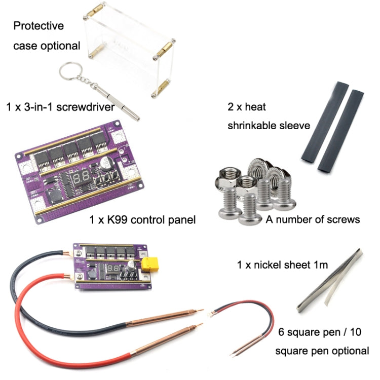 Model Airplane Battery Version 12V Digital Display DIY Battery Spot Welding Machine Pen Control, Style:10 Square Pen With Case - Home & Garden by buy2fix | Online Shopping UK | buy2fix