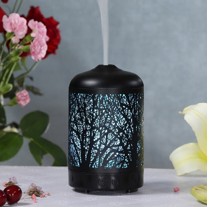 Metal Tree Air Humidifier Essential Oil Diffuser Mist Maker Colorful LED Lamp Diffuser Aromatherapy Air Purifier, EU Plug(Black) - Home & Garden by buy2fix | Online Shopping UK | buy2fix