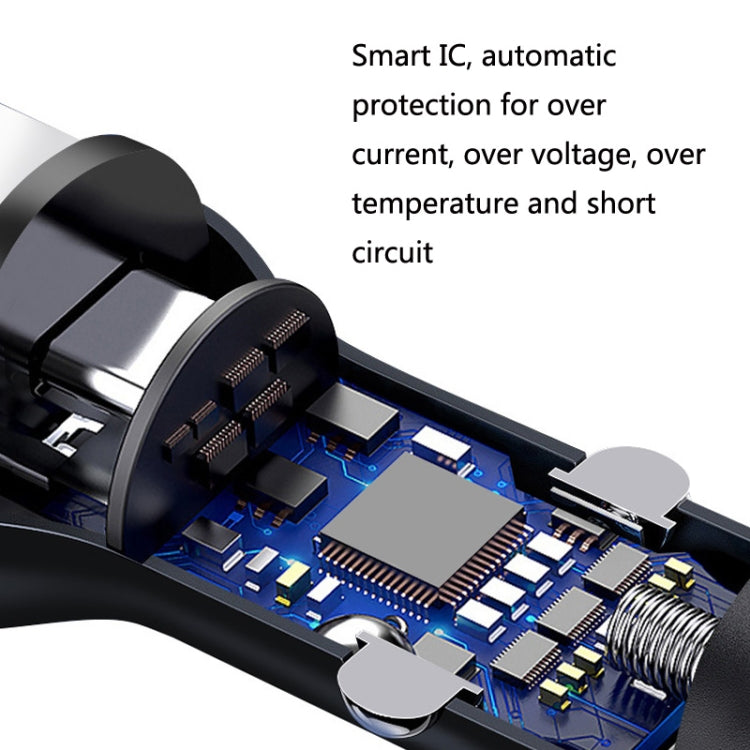 QIAKEY QK505L Dual Ports Fast Charge Car Charger(Black) - Car Charger by QIAKEY | Online Shopping UK | buy2fix