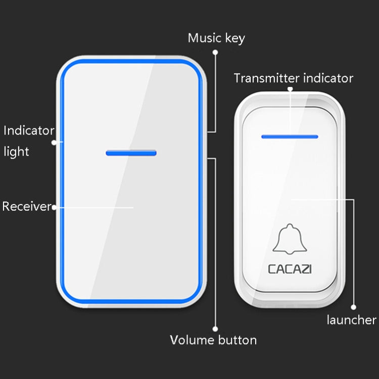 CACAZI A68-2 One to Two Wireless Remote Control Electronic Doorbell Home Smart Digital Wireless Doorbell, Style:UK Plug(White) - Security by CACAZI | Online Shopping UK | buy2fix