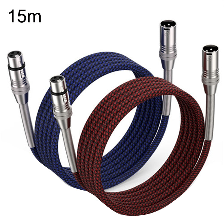 2pcs LHD010 Caron Male To Female XLR Dual Card Microphone Cable Audio Cable 15m(Red + Blue) - Consumer Electronics by buy2fix | Online Shopping UK | buy2fix