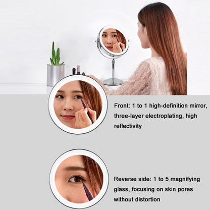 Desktop Double-SidedRound LED Luminous Makeup Mirror Liftable Magnifying Mirror, Specification:Plane + 10 Times Magnification(8-inch Battery Model) - Mirror by buy2fix | Online Shopping UK | buy2fix