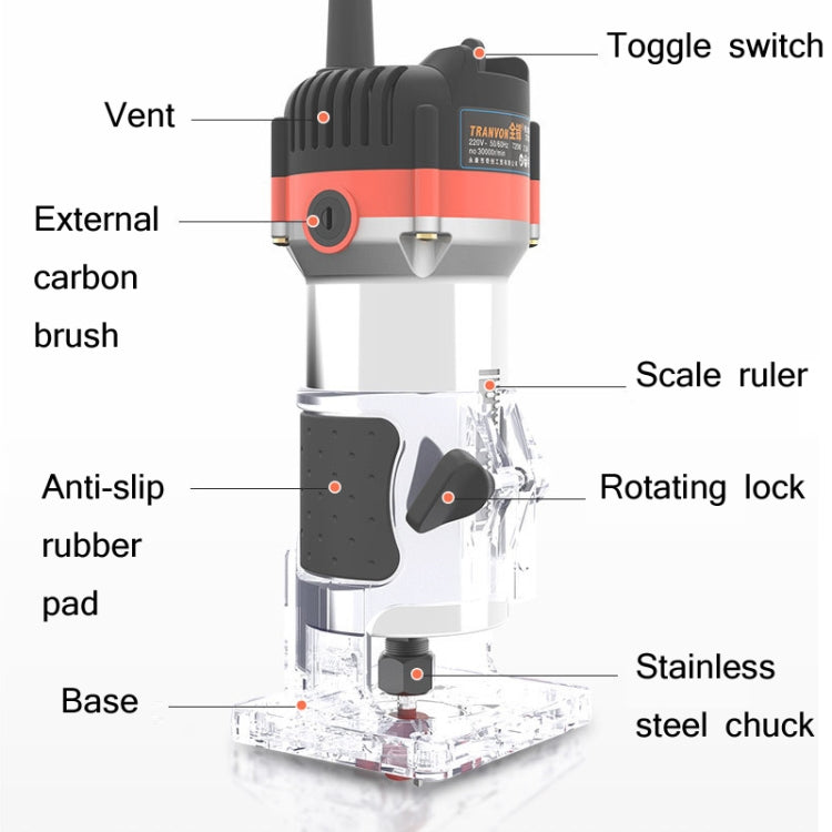 Woodworking Trimming Machine Multifunctional Electric Wood Milling Slotting Machine Engraving Tools US Plug, Material:600W Plastic Body - Others by buy2fix | Online Shopping UK | buy2fix