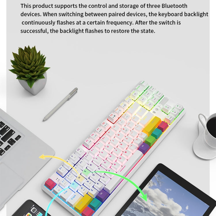 Ajazz K870T 87-keys Wired Bluetooth + Type-C Rechargeable Mechanical Keyboard  Mini RGB Backlit Keyboard, Cable Length: 1.6m(Green Shaft) - Wired Keyboard by Ajazz | Online Shopping UK | buy2fix