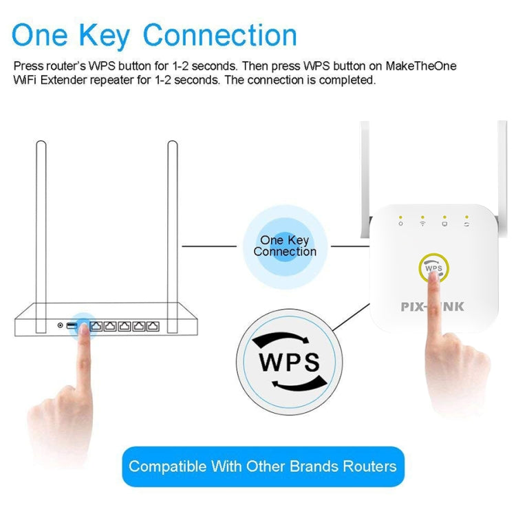 PIX-LINK WR22 300Mbps Wifi Wireless Signal Amplification Enhancement Extender, Plug Type:UK Plug(Black) - Wireless Routers by PIX-LINK | Online Shopping UK | buy2fix