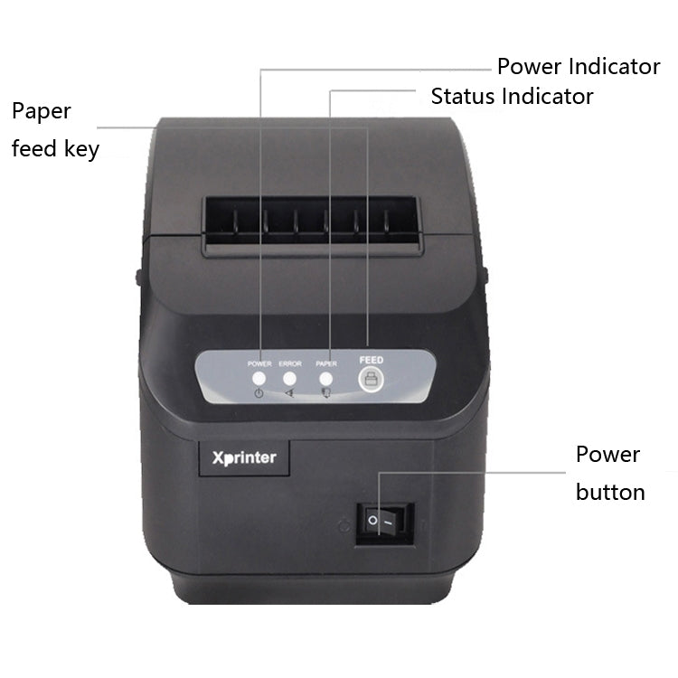 Xprinter XP-Q200II Thermal Small Receipt Printer Catering And Kitchen Receipt Printer 80mm Cutter, Interface Type:USB COM Interface(UK Plug) - Printer by Xprinter | Online Shopping UK | buy2fix